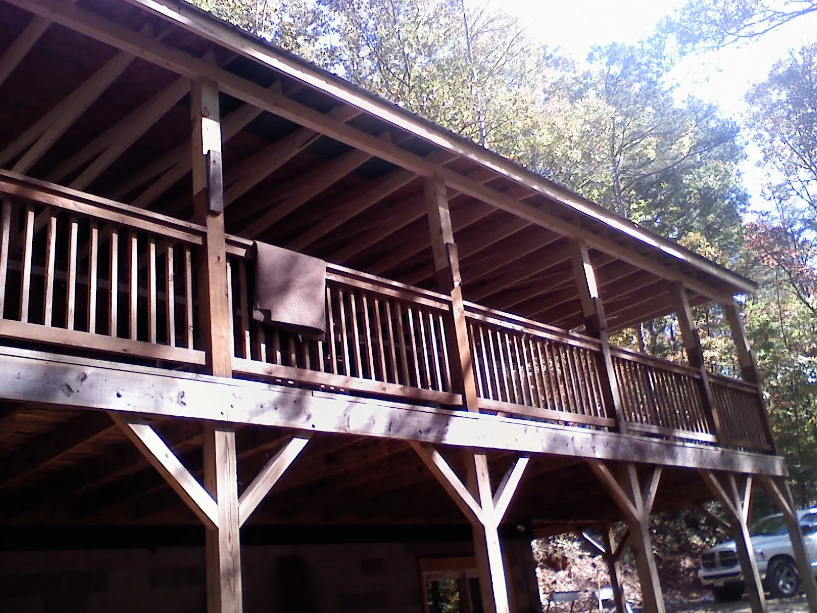 Timber framing under a new elevated porch and deck — Roof Leak Repair in Pennsburg by Roofing Brothers